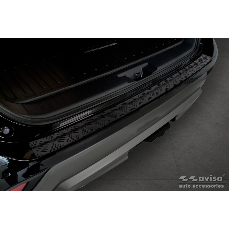 Toyota Matzwart Aluminium Bumper beschermer passend voor  Highlander IV (XU70) 2020- 'Riffled Pla