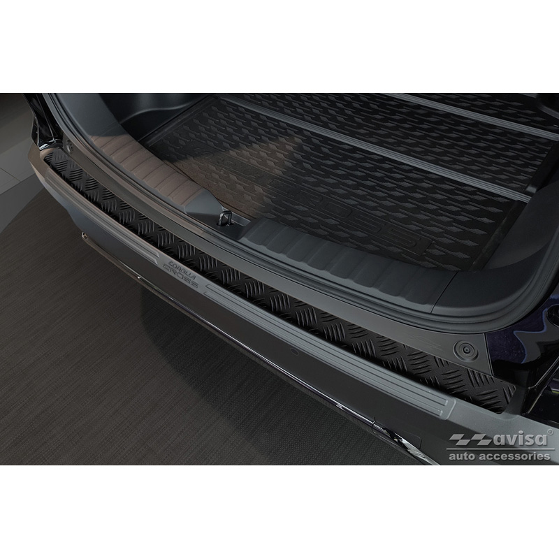 Toyota Matzwart Aluminium Bumper beschermer passend voor  Corolla Cross 2022- 'Riffled Plate'