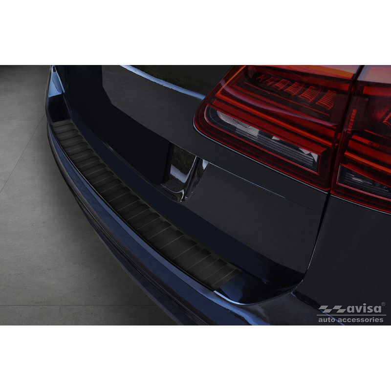 Seat Matzwart RVS Bumper beschermer passend voor  Alhambra & Volkswagen Sharan II 2010- 'Ribs'