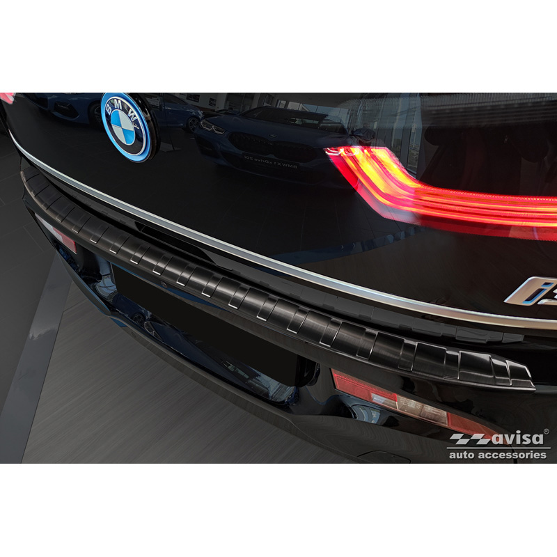 Bmw Zwart RVS Bumper beschermer passend voor  i3 (i01) Facelift 2017- 'Ribs'