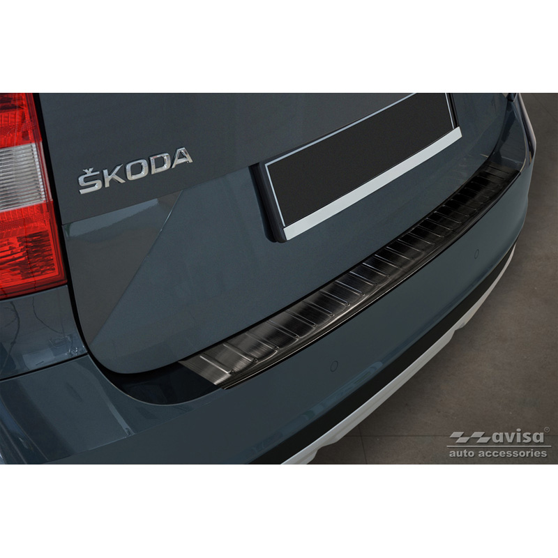 Skoda Zwart RVS Bumper beschermer passend voor  Yeti 4x4 Outdoor version/Adventure 2013-2015 & Fa