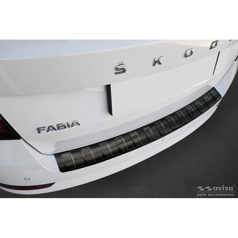 Skoda Zwart RVS Bumper beschermer passend voor  Fabia III Combi FL 2018- 'Ribs'