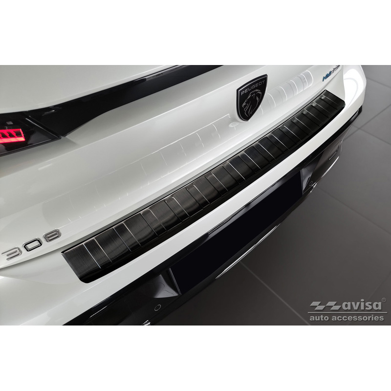 Peugeot Zwart RVS Bumper beschermer passend voor  308 III HB 2021- 'Ribs'