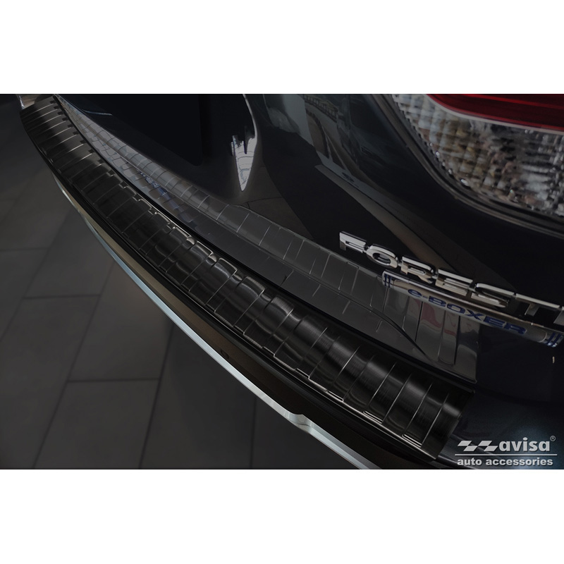 Subaru Zwart RVS Bumper beschermer passend voor  Forester (SK) 2018- 'Ribs'