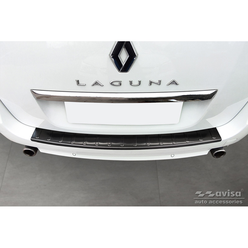 Renault Zwart RVS Bumper beschermer passend voor  Laguna III Grandtour 2007-2015 'Ribs'
