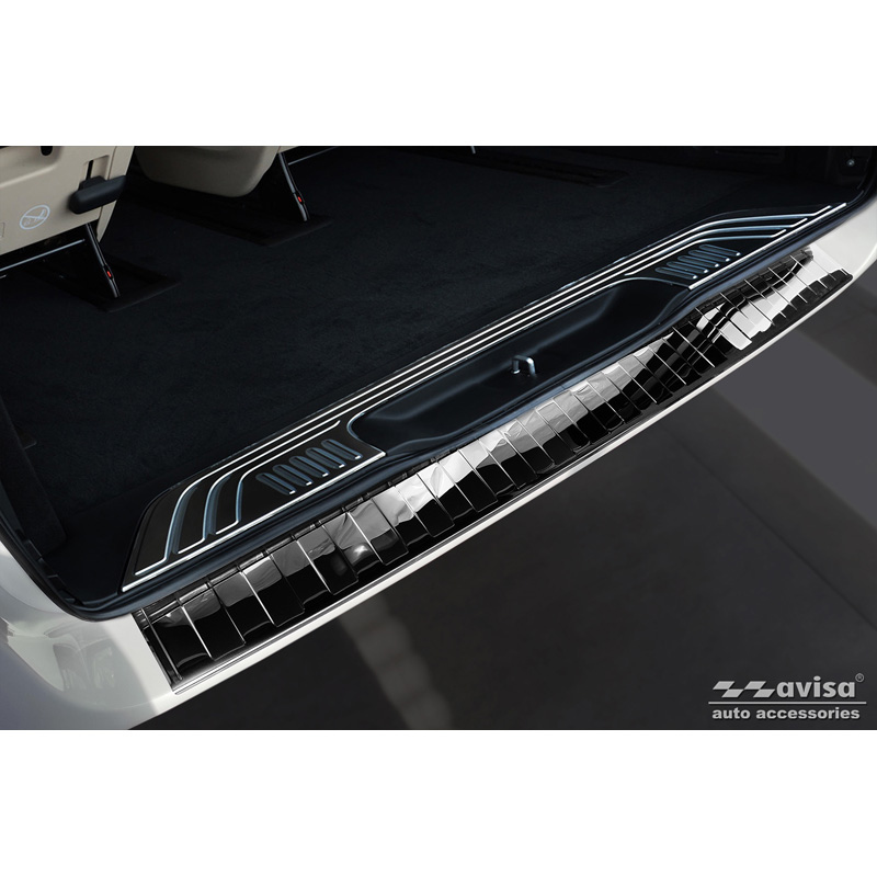 Mercedes-Benz Zwart-Chroom RVS Bumper beschermer passend voor Mercedes Vito / V-Klasse 2014- 'Ribs' 'XL'