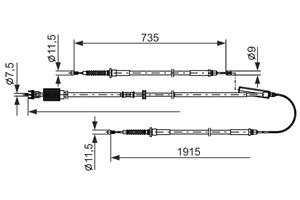 Seilzug, Feststellbremse mitte Bosch 1 987 482 801