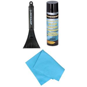 Merkloos Autoramen IJskrabber soft grip 32 cm met ruitenontdooi spray en anti-condens doek -