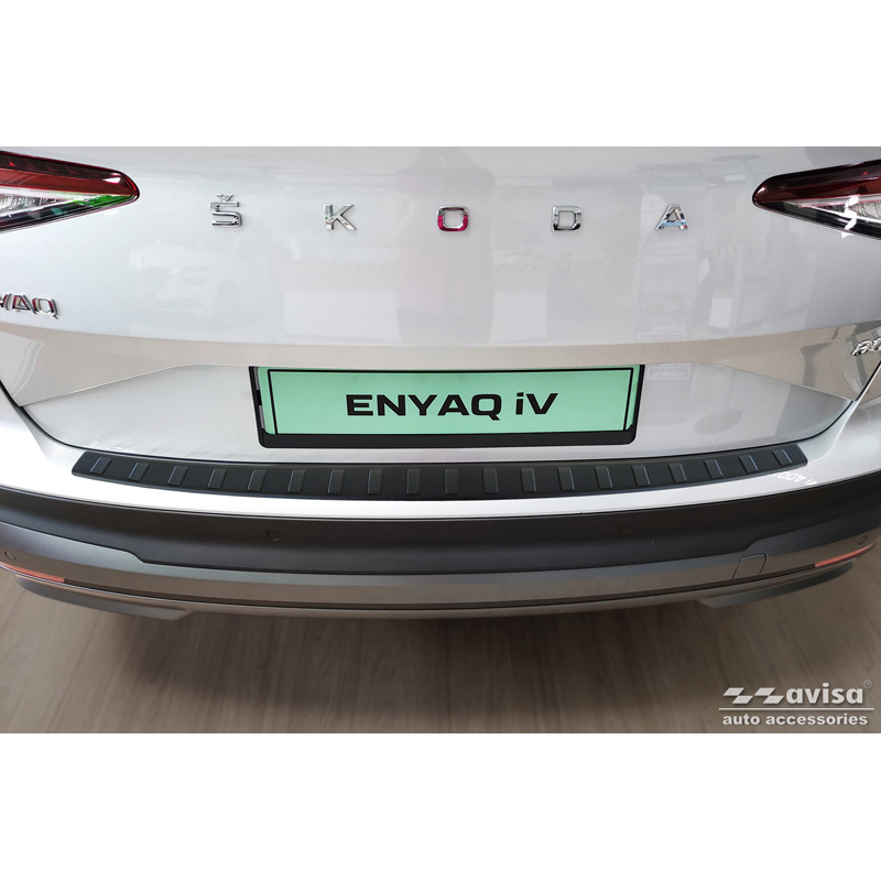 Skoda Matzwart RVS Achterbumperprotector passend voor  Enyaq iV / Coupe iV 2022- 'Ribs'