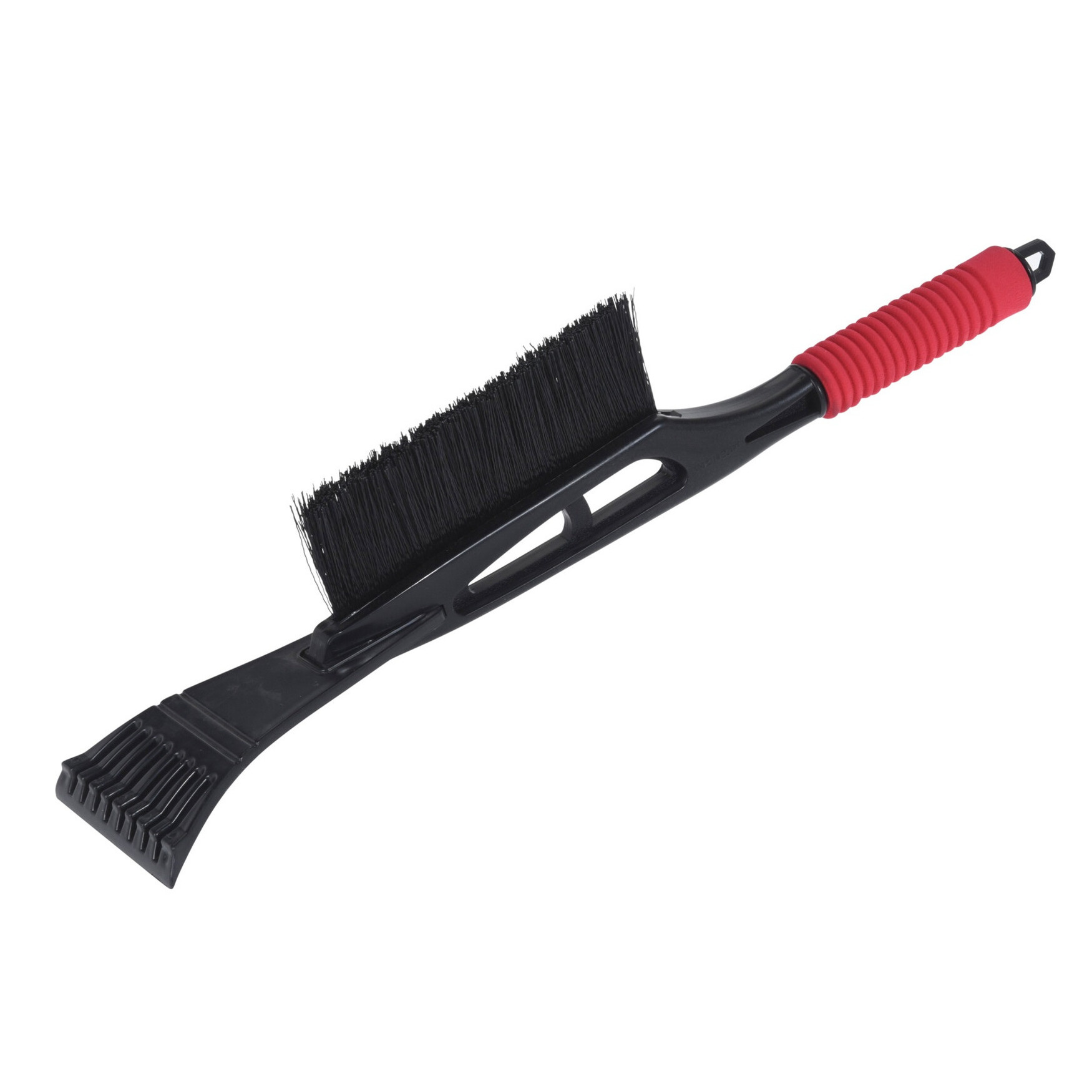 Merkloos IJskrabber met borstel - extra lang - zwart/rood - 53 cm - kunststof - raamkrabber -