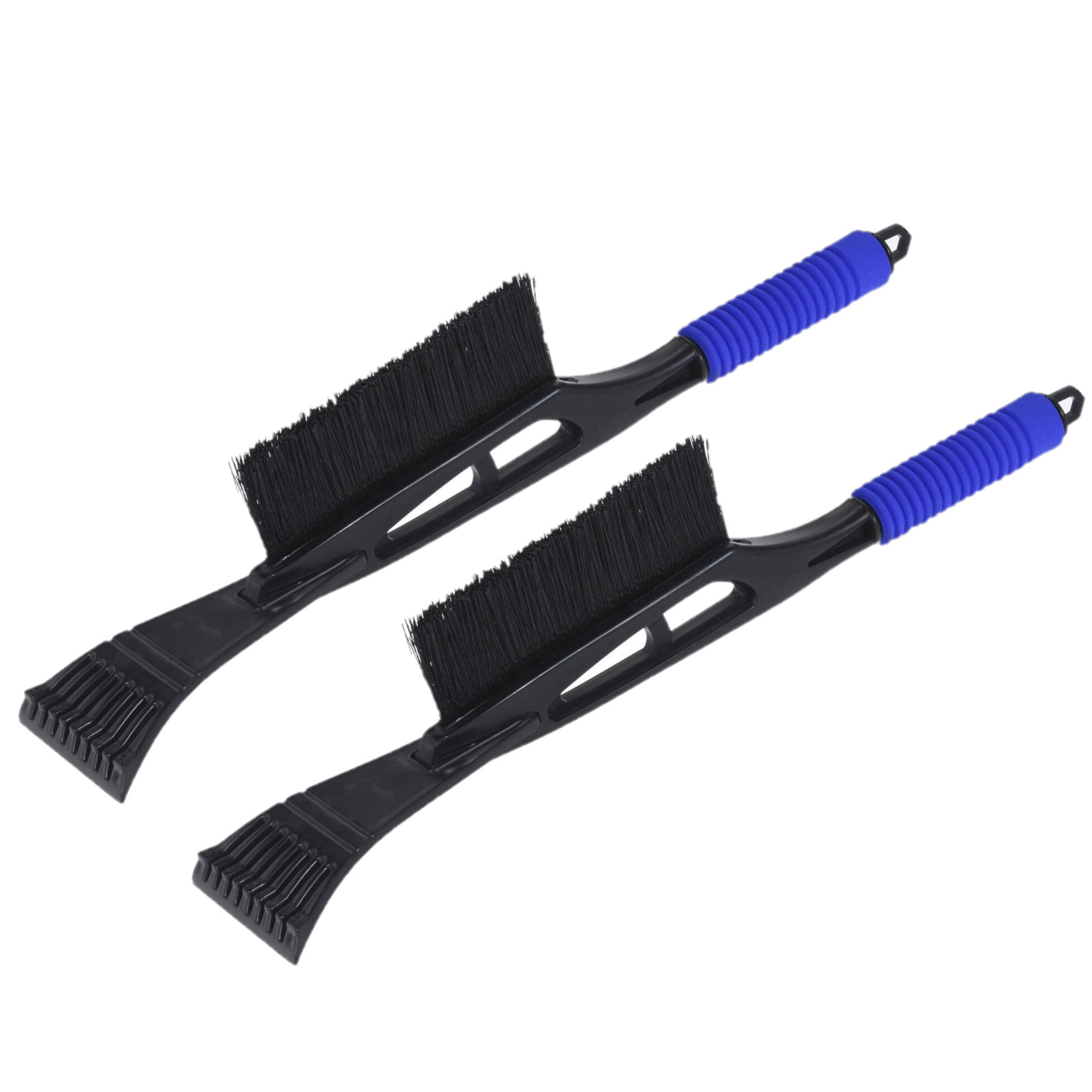 Merkloos Set van 2x stuks kunststof ijskrabber/raamkrabber zwart/blauw met borstel 53 cm -