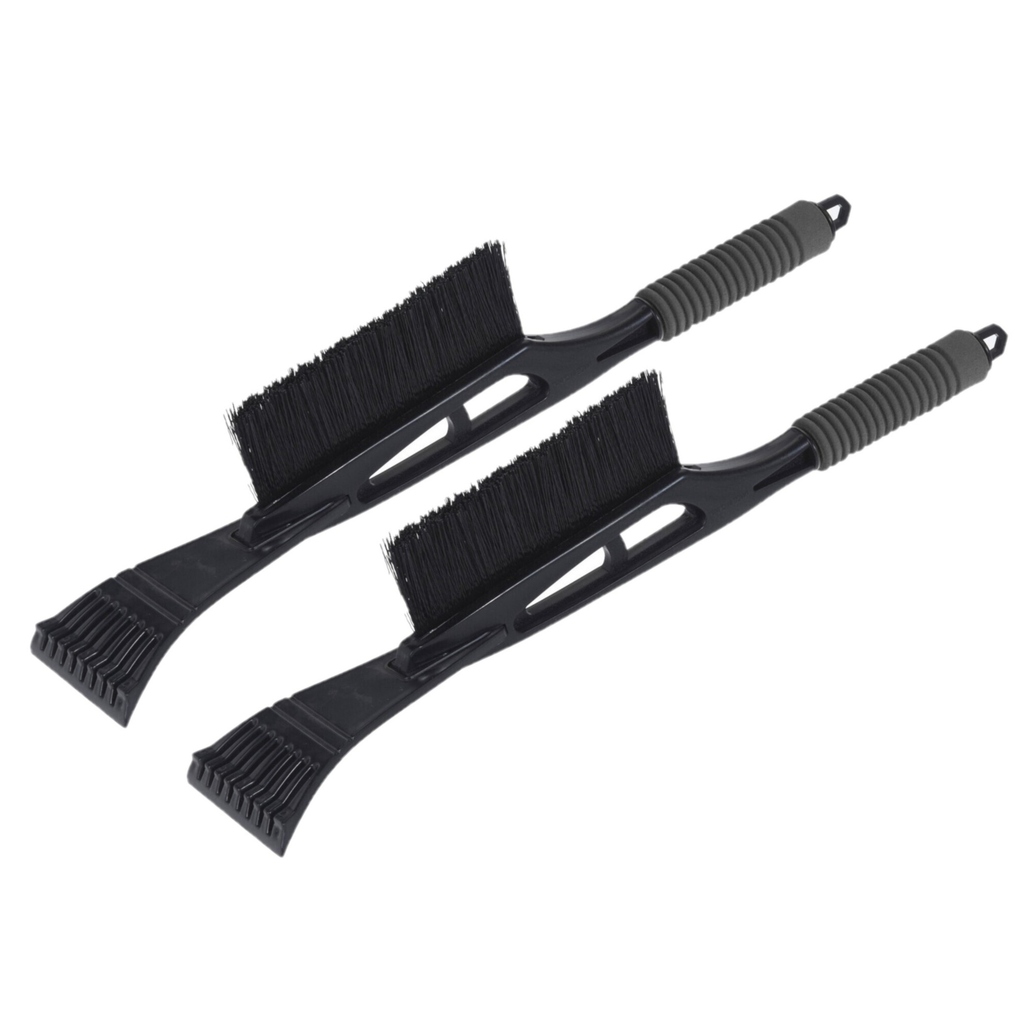 Merkloos Set van 2x stuks kunststof ijskrabber/raamkrabber zwart/grijs met borstel 53 cm -