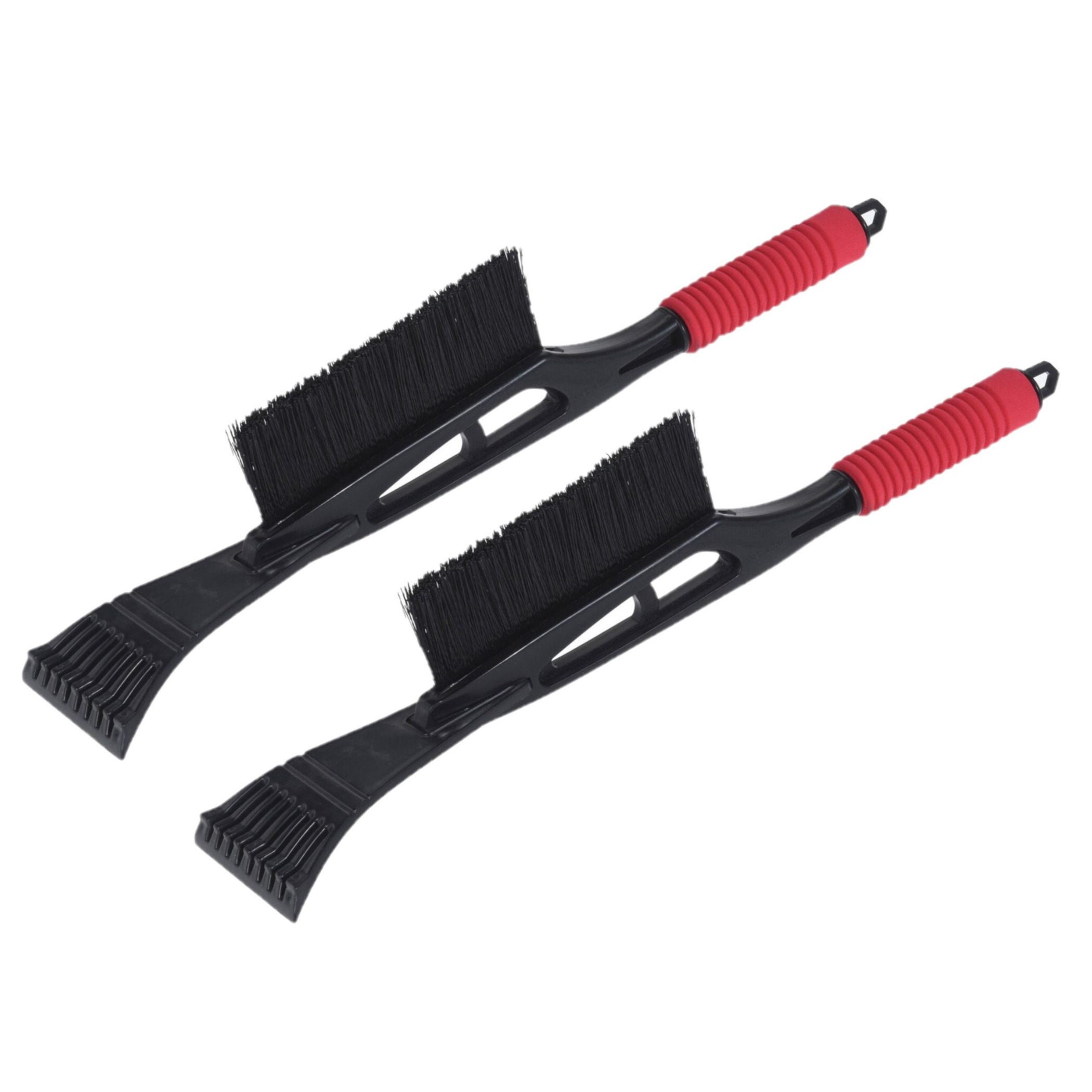 Merkloos Set van 2x stuks kunststof ijskrabber/raamkrabber zwart/rood met borstel 53 cm -