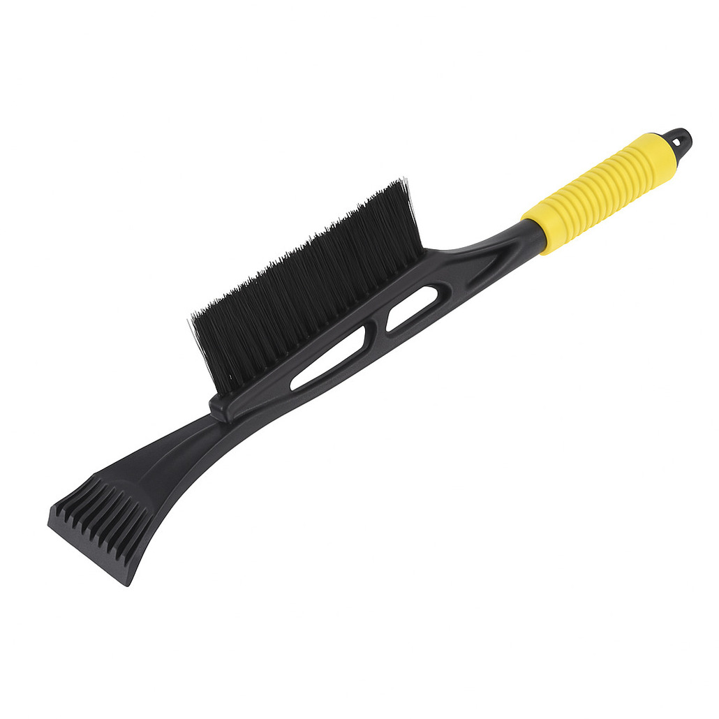 Merkloos IJskrabber met borstel - extra lang - zwart/geel - 53 cm - kunststof - raamkrabber -