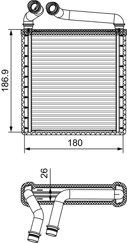 Skoda Kachelradiateur, interieurverwarming