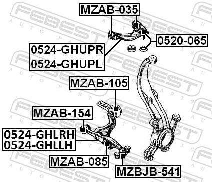 Mazda Draagarmrubber