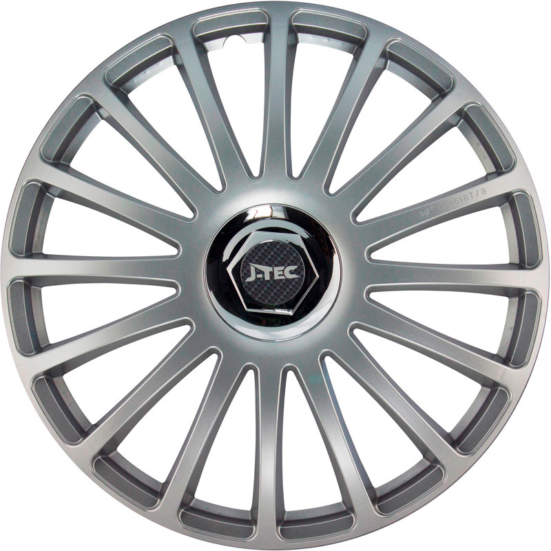 Zz.J-Tec 4-Delige J-Tec Wieldoppenset Grand Prix SR 15-inch zilver + chroom ring