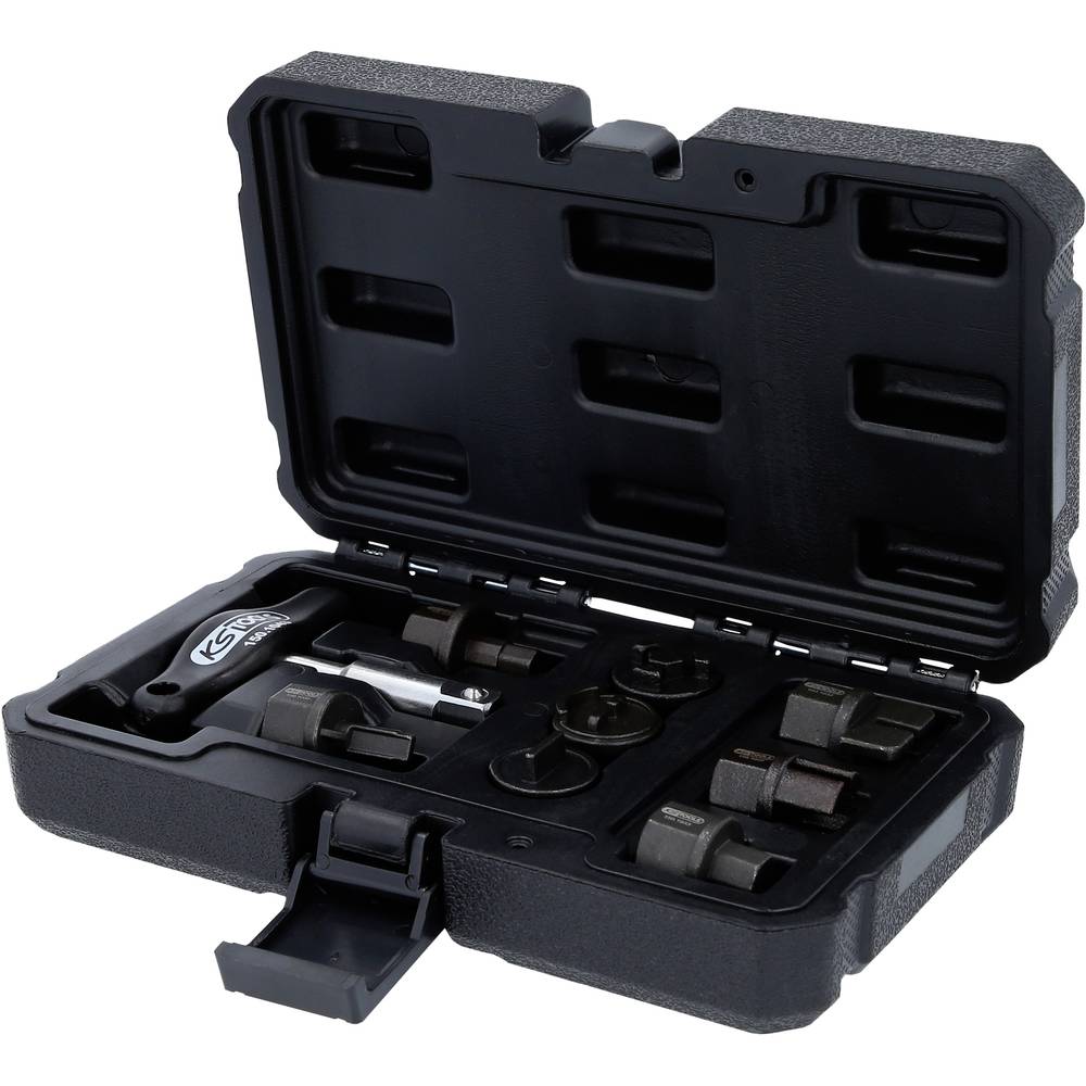 KS Tools 150.1040 3/8 olieservice-speciale profielset voor kunststof olieaftapschroeven, 9-delig