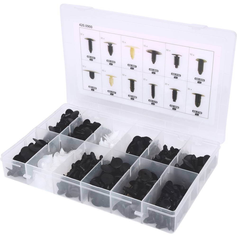 KS Tools 420.0900 Bevestigingsset clip voor kabelbundels, 340-delig