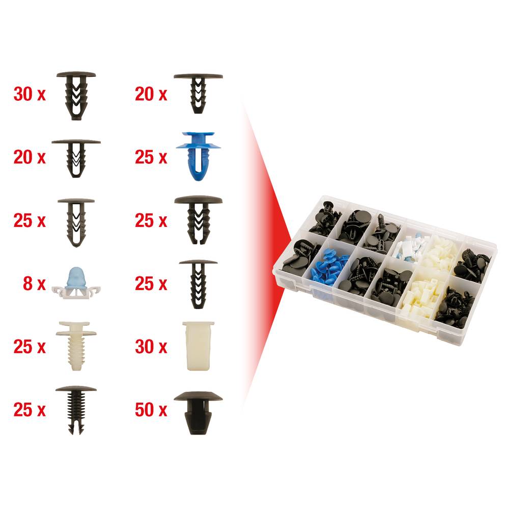 KS Tools 420.0910 Bevestigingsset clip voor Fiat, 308-delig