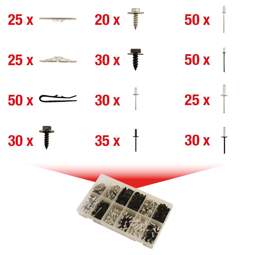 KS Tools 420.0915 Bevestigingsset clip - snelsluiting, 400-delig