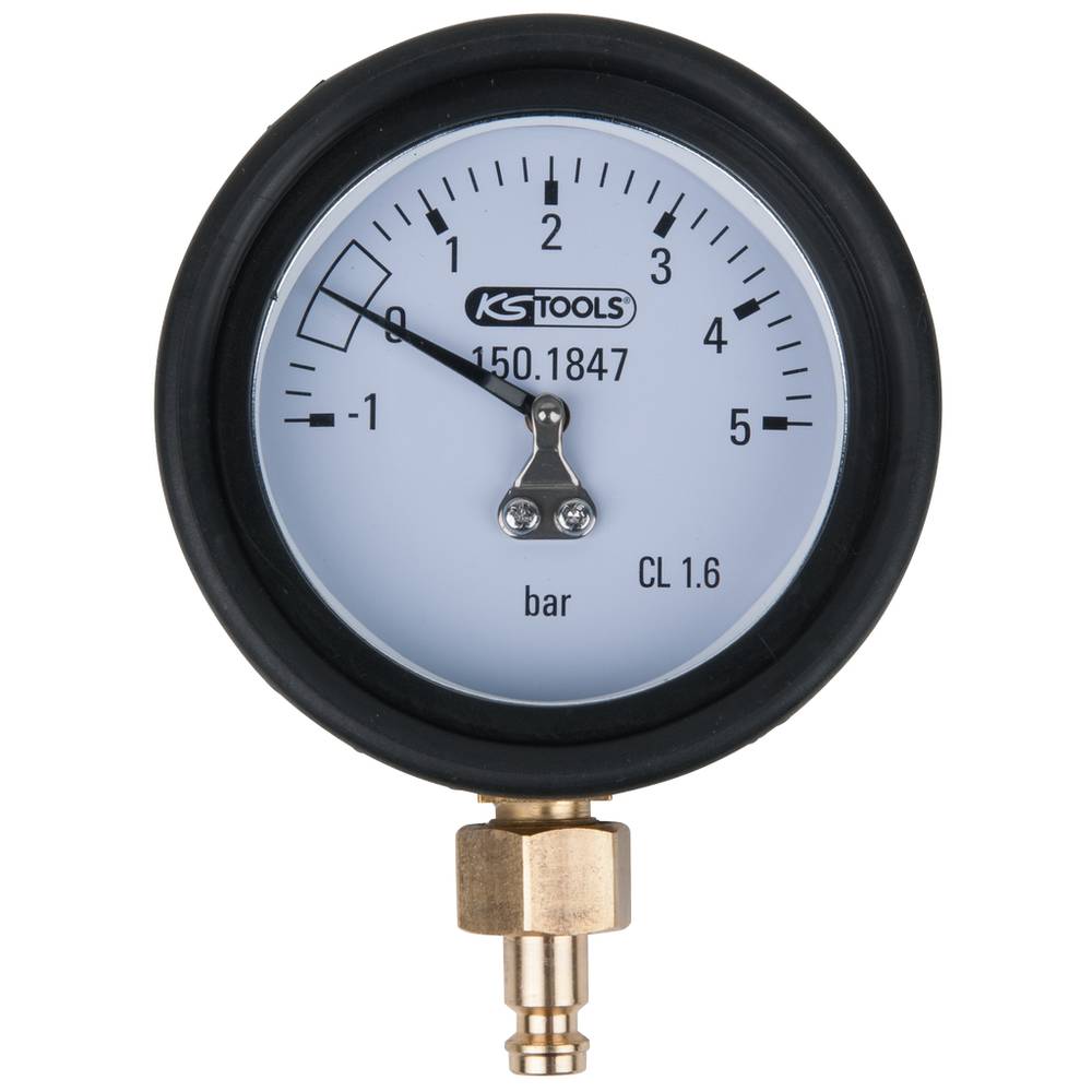 KS Tools 150.1847 Manometer 1,0 - 5,0 bar incl. Aansluitnippel en beschermkap