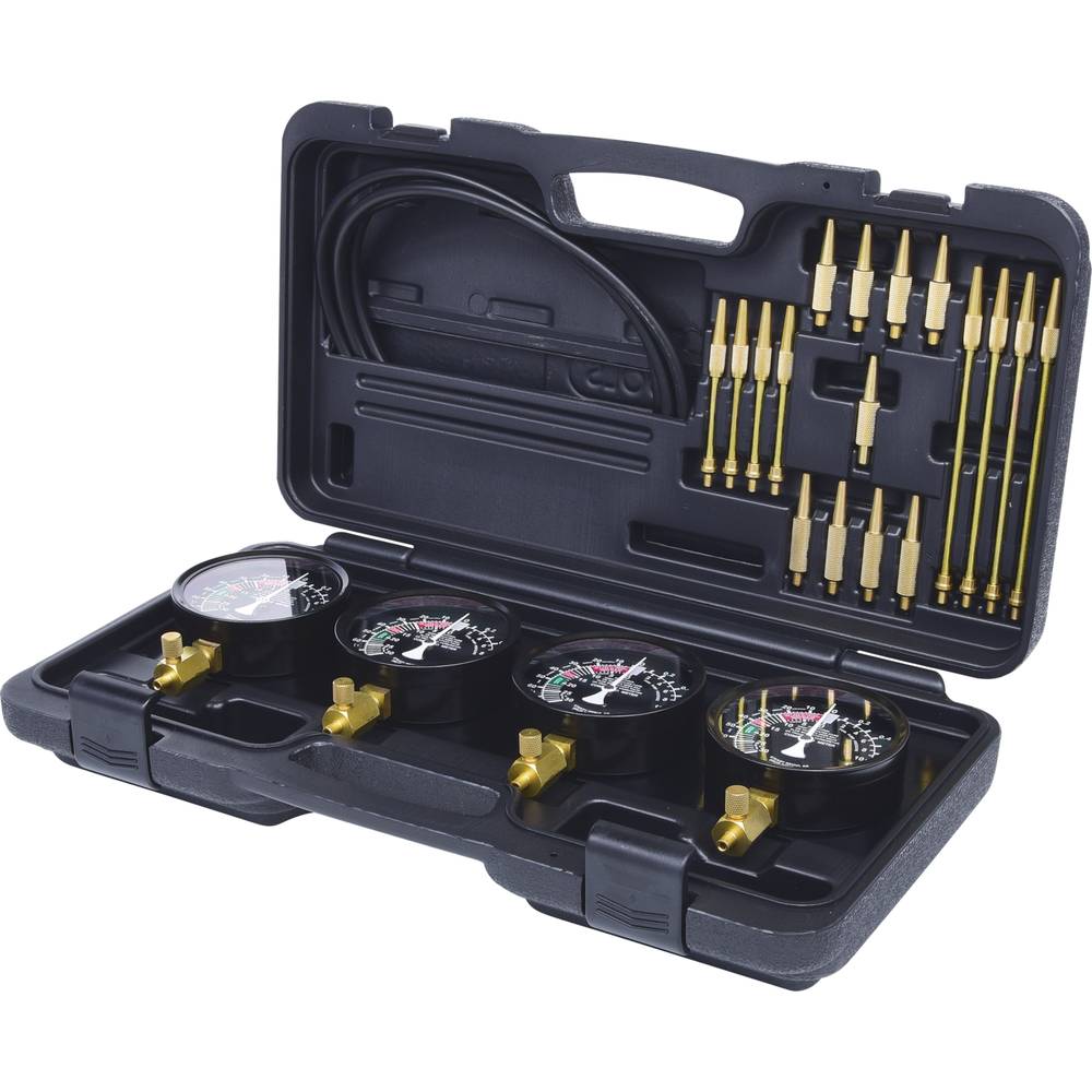 KS Tools 150.3600 Synchrone carburateur-testapparaat met 4 synchrone klokken, 28-delig