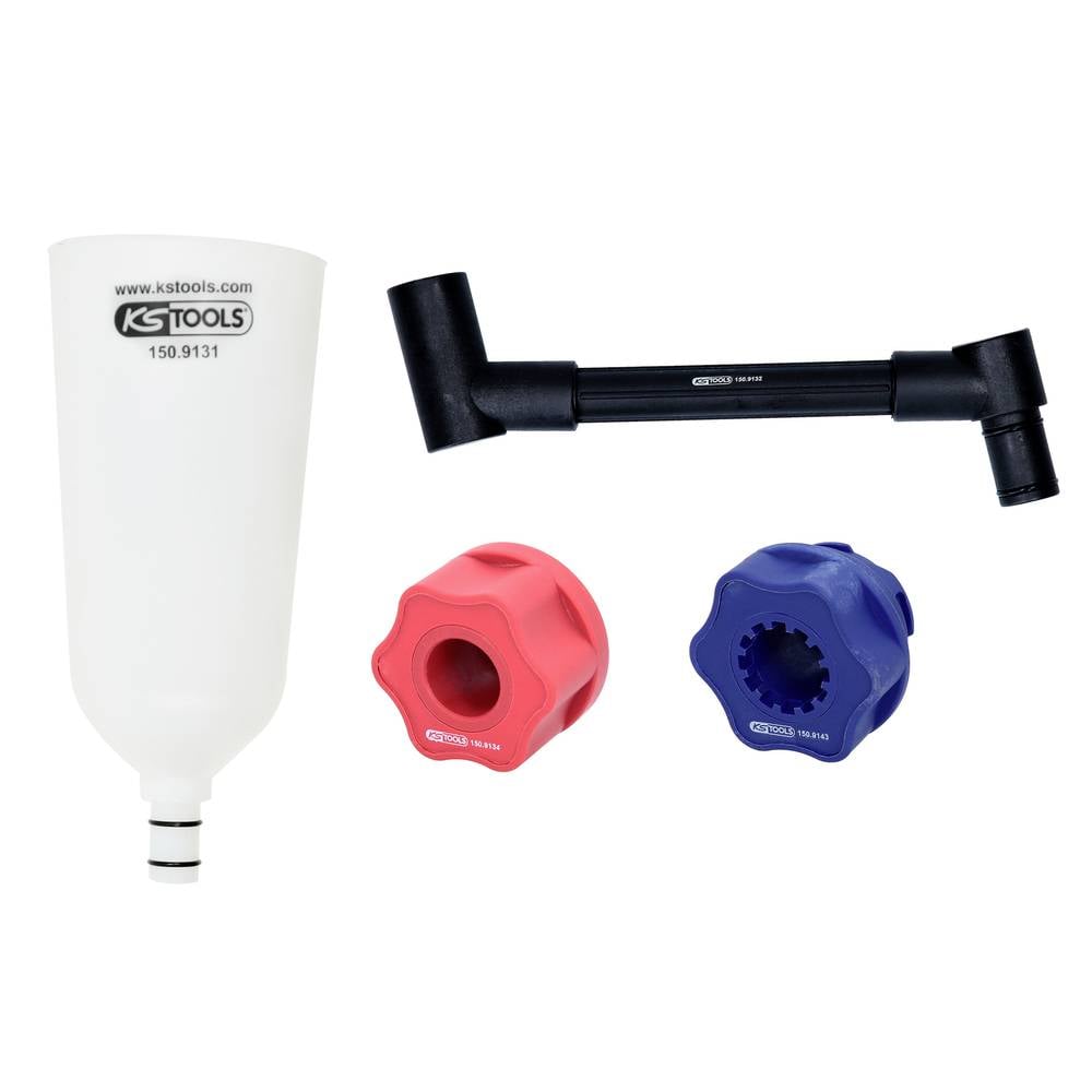 KS Tools 150.9155 Olievultrechter-set met draaibare hoekarm voor VAG, 4-delig