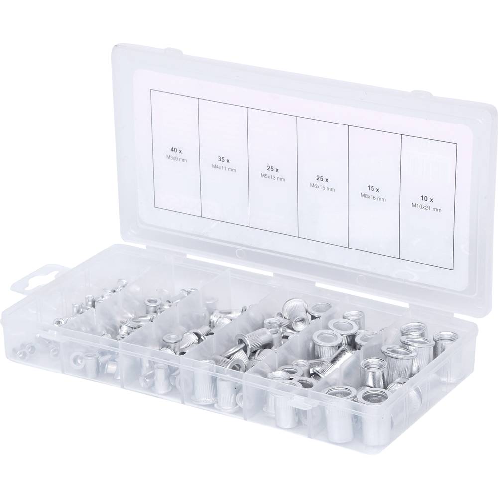KS Tools 970.0620 Assortiment draadeinden, aluminium, M3x9mm-M10x21mm, 150-delig