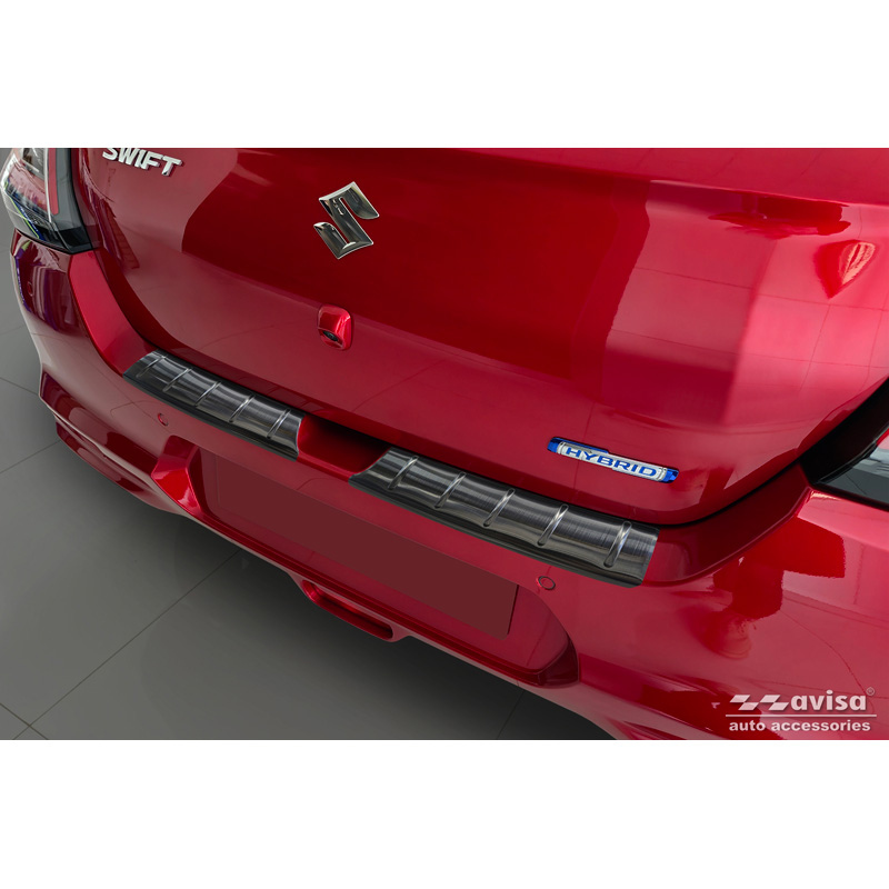 Suzuki Zwart RVS Achterbumperprotector passend voor  Swift VI 2024- 'Ribs'