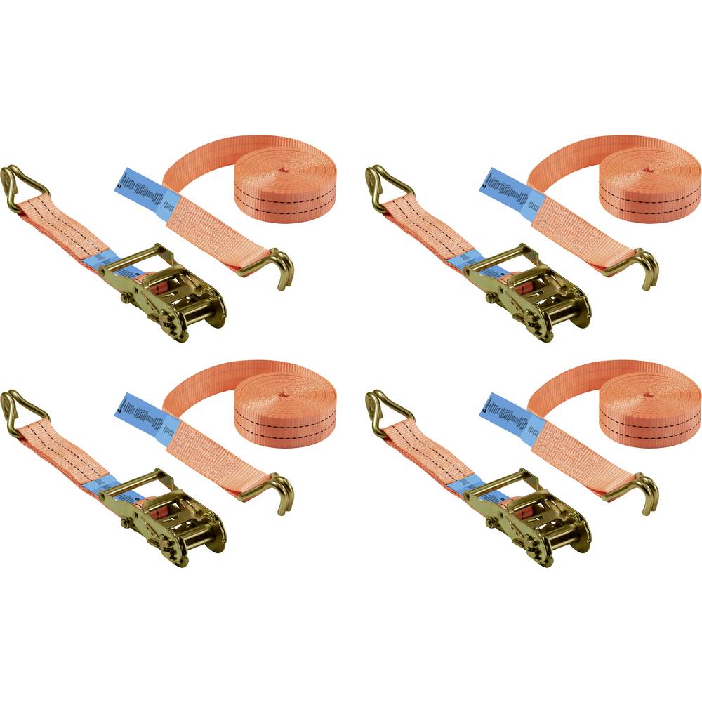 TOOLCRAFT TO-10283838 Assortiment Trekkracht (lc) vastbinden (enkel/direct): 1000 daN (l x b) 6 m x 38 mm Ratelinrichting EN 12195-2