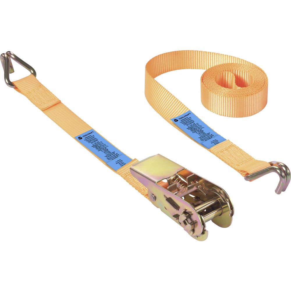 TOOLCRAFT TO-10283841 Assortiment Trekkracht (lc) vastbinden (enkel/direct): 1000 daN (l x b) 3 m x 25 mm Ratelinrichting EN 12195-2