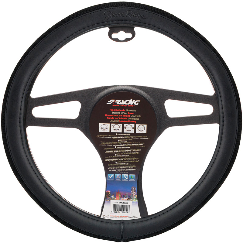 Fiat Simoni Racing Stuurwielhoes 500 - Zwart Eco-Leder/Katoen - 37-39cm