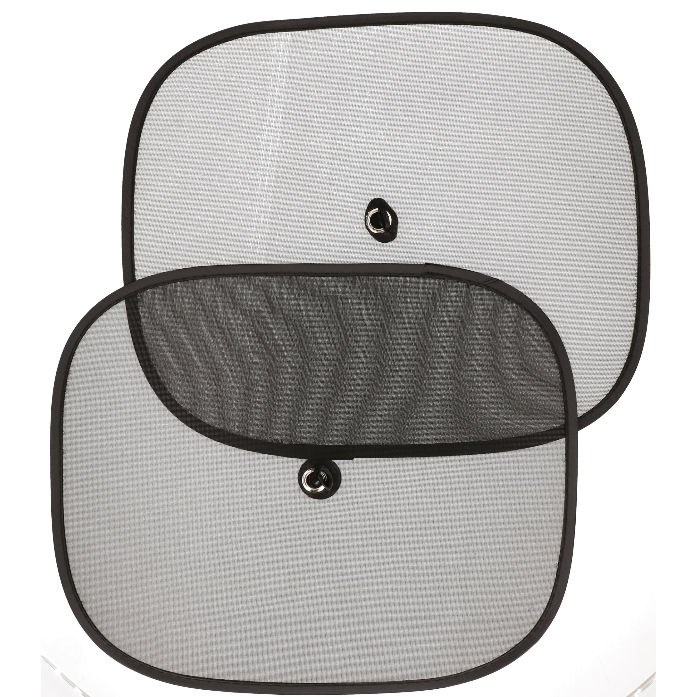 Gerimport set van 2x stuks auto zonneschermen - zwart - x cm - met zuignap -