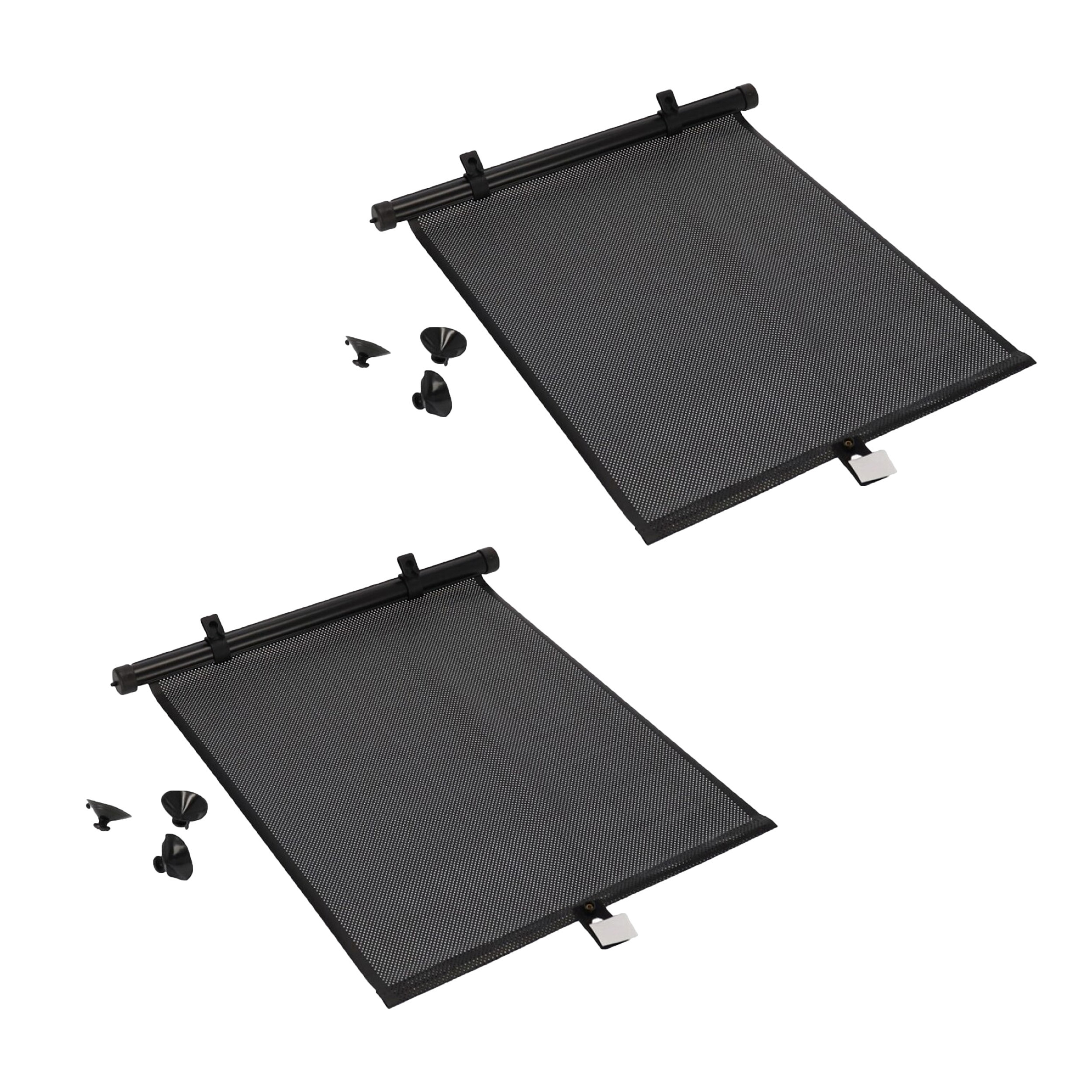 Gerimport Auto zonnescherm voor zijramen - 2x - zwart - kunststof - zuignappen -