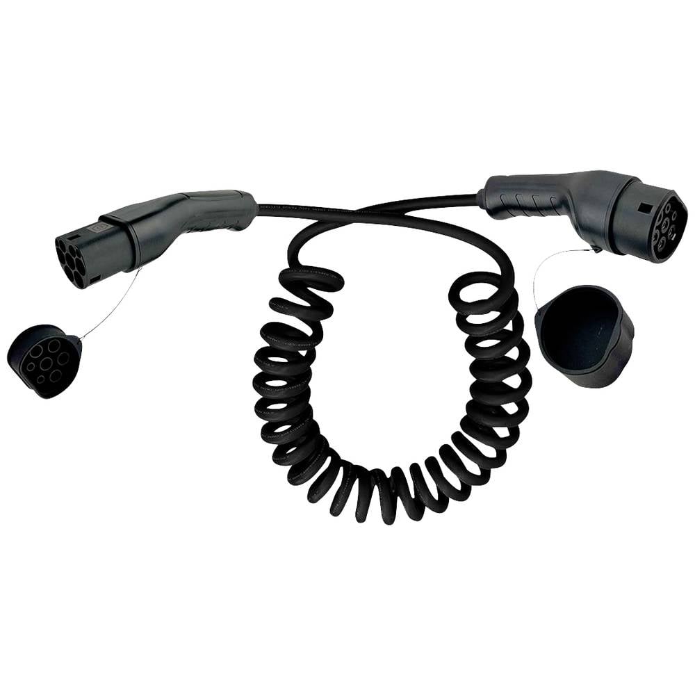 Roline Auto oplaadkabel Type2, 1-fase, 250 VAC (1P+N+E), 32 A, 7,4 kW, spiraalkabel (bruikbaar 3m)