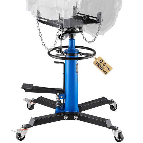 VEVOR Transmissie Krik, 500 kg Motorkrik, 85-170 cm Hefbereik Motorblok Transmissiekrik, 2-traps Hydraulische Transmissie Krik, Vrijloop Hydraulische Krik voor Auto Workshops Auto Transmissies, Blauw