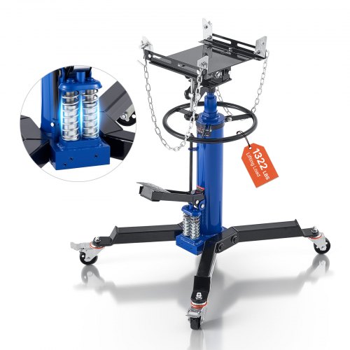 VEVOR hydraulische transmissiekrik, autokrik met 600 kg hefvermogen, telescopische transmissiekrik met pedaal & dubbele telescopische versnellingsbak & 88-176 cm hefhoogte, garage/werkplaatslift, blau
