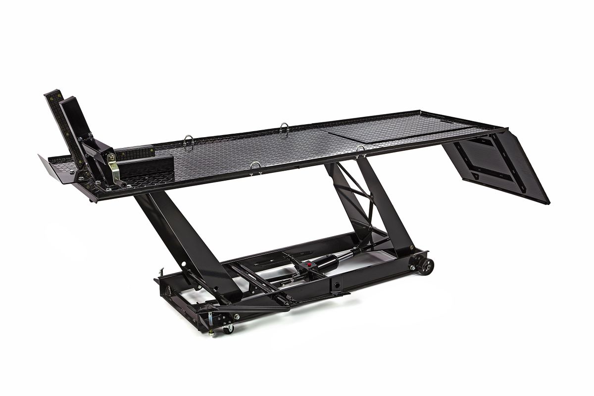 HBM 450 kg Motorheftafel Hydraulisch Met Luxe voorwielklem - Zwart