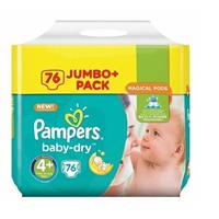 Pampers Luiers Baby Dry Maat-4 Maxi Plus 9-20kg Jumbo Pluspack 76-Luiers