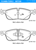 Remblokkenset, schijfrem ATE, u.a. für Land Rover, Jaguar