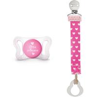 Chicco Sauger Physio Micro Girl 0-2M + Schnullerband "Fashion Clip"