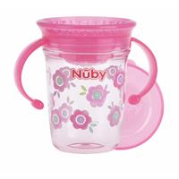 Nuby 360° Trinklerntasse mit Griffen "WONDER CUP" aus Tritan von Eastman, 240 ml, pink
