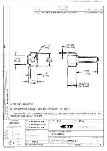 teconnectivity TE Connectivity DTM12S-BT Ronde stekker antikniktule Serie (ronde connectors): DTM Totaal aantal polen: 12 1 stuk(s)