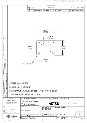 teconnectivity TE Connectivity DT4P-L012-GKT Ronde stekker afdichting Serie (ronde connectors): DT Totaal aantal polen: 4 1 stuk(s)