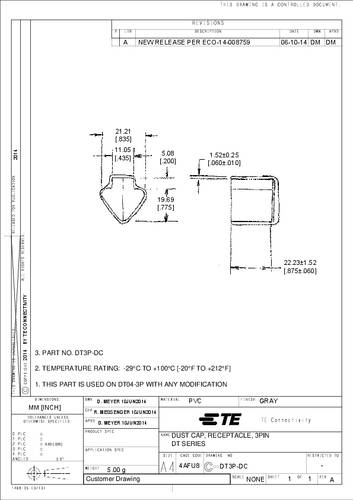 teconnectivity TE Connectivity DT3P-DC Ronde stekker beschermkap Serie (ronde connectors): DT Totaal aantal polen: 3 1 stuk(s)