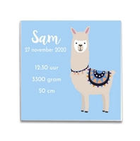 geboortexpress.nl Geboortetegeltje met Alpaca blauw
