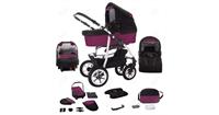 Bellami   Hartgummireifen in Weiß   3 in 1 Kombi Kinderwagen schwarz/pink