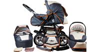 Bergsteiger Kombi Kinderwagen Milano, 10 tlg., beige & grey beige/orange