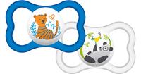 MAM Schnuller Air Silikon- Tiger/Panda, 6-16 Monate, 2er Set blau/weiß
